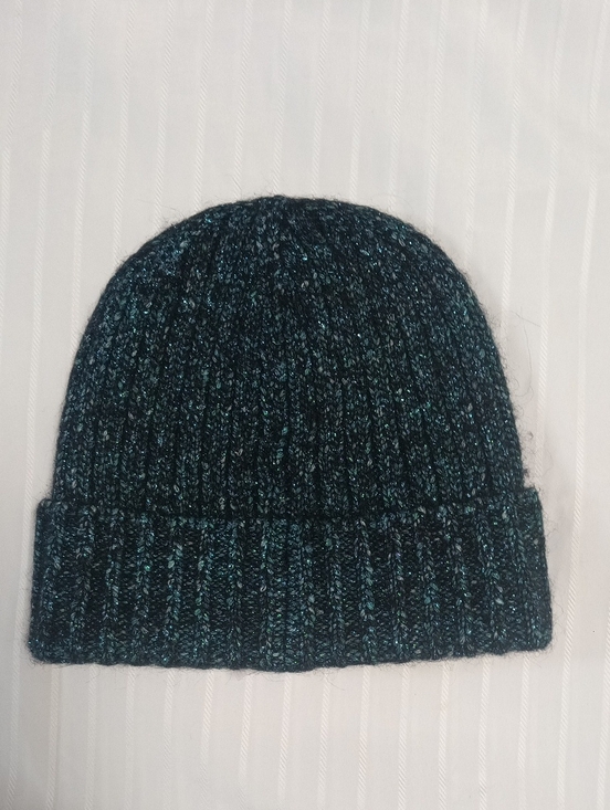 Club Monaco Ribbed Knit Beanie in Teal Metallic main image 5